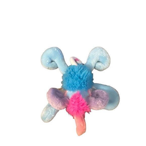 RARE Vintage 1980s Hooks Trunk Elephant Plush Stuffed Animal Pink Blue Toy - Picture 5 of 6